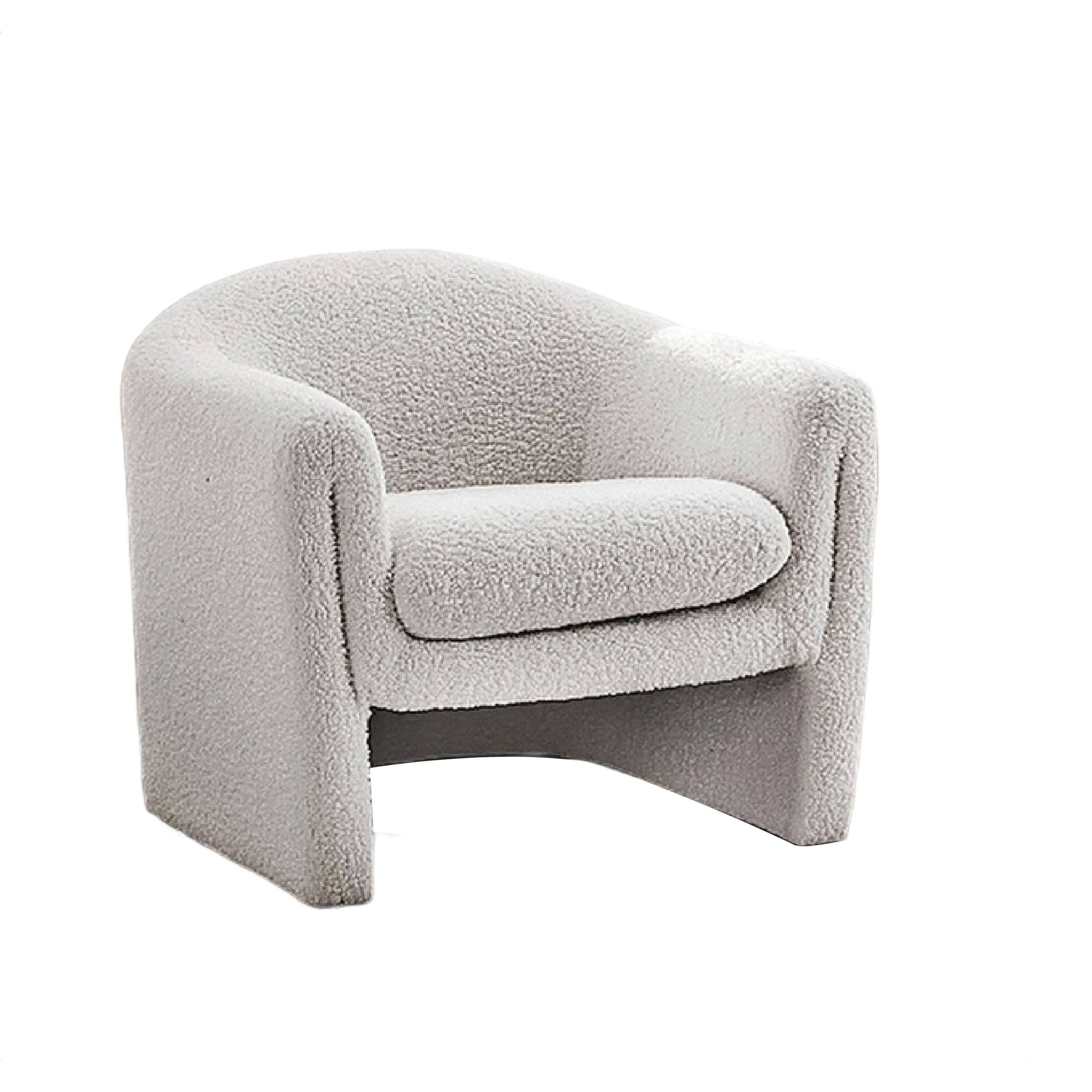 Angle. Manhattan Lane - Danie Accent Armchair with U-Shaped Frame, Boucle Fabric - White.