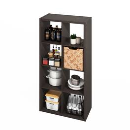 Furinno - HERMITE Kitchen Island, 8-Cube Kitchen Storage, Bakers Rack, Kitchen Island with Storage, for Kitchen - Black Oak