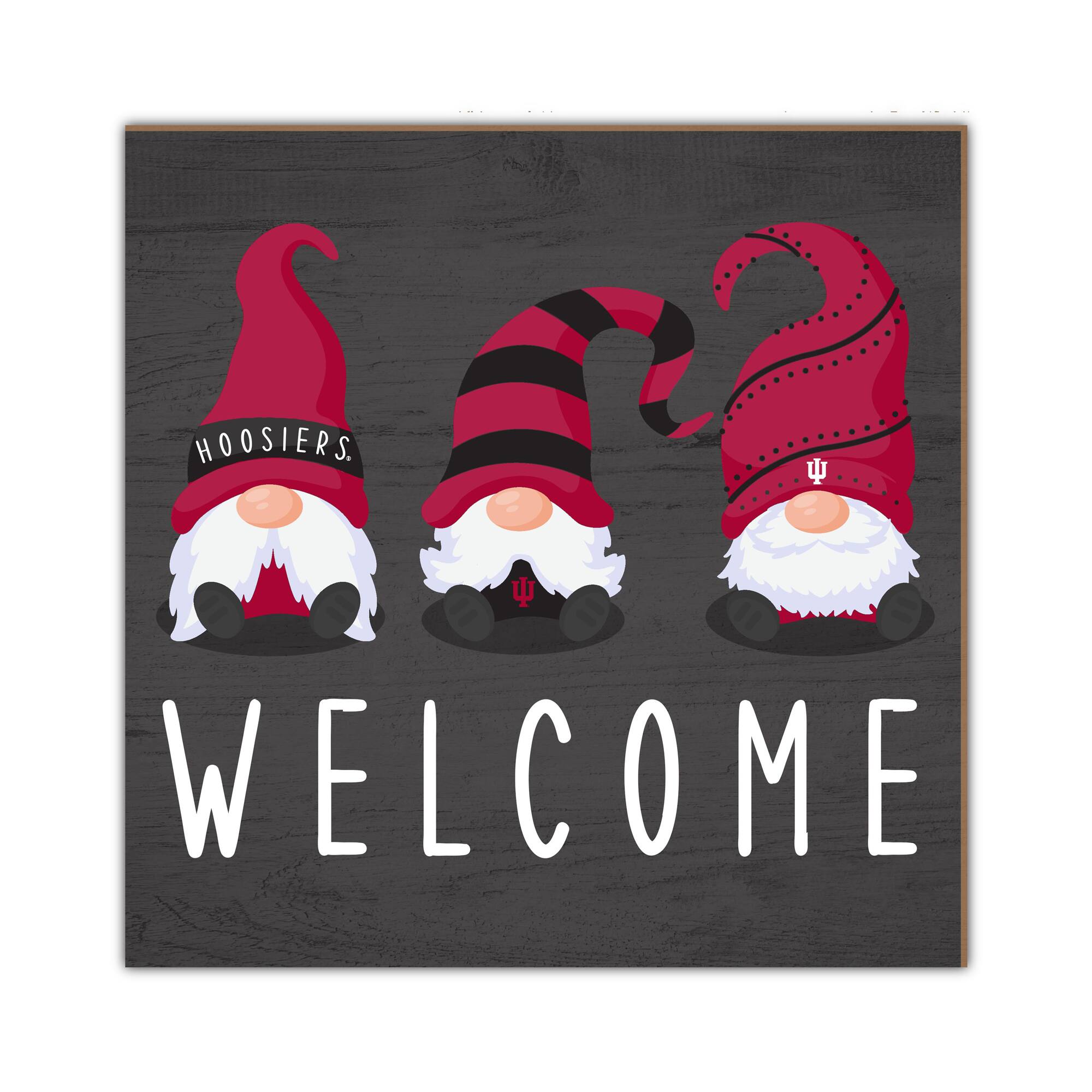 Indiana Hoosiers 10'' x 10'' Welcome Gnomes Sign