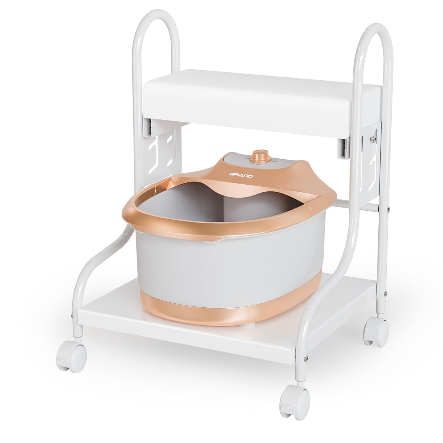 Alt View 4. Winado - Pedicure Cart Foot Bath Trolley, Adjustable Height Salon Trolley with PU Cushion for Manicure & Foot Massage, Beauty Spa - White.