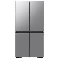 Samsung - Bespoke 23 cu. ft. Counter Depth 4-Door French Door Refrigerator with AI Hybrid Cooling & Beverage Center™ - Stainless Steel - Front_Zoom