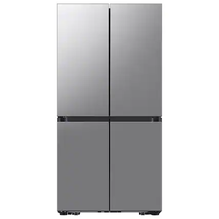 Front. Samsung - Bespoke 23 cu. ft. Counter Depth 4-Door French Door Refrigerator with AI Hybrid Cooling - Fingerprint Resistant Stainless Steel.