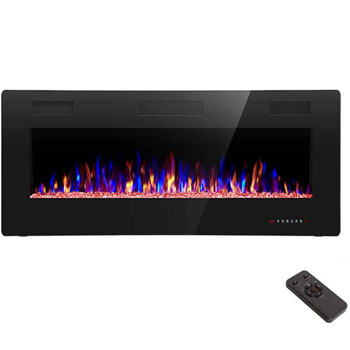 Angle. Bestier - 50-in Black Wall mount Electric Fireplace with Remote Control Timer and Touch Screen - Black.