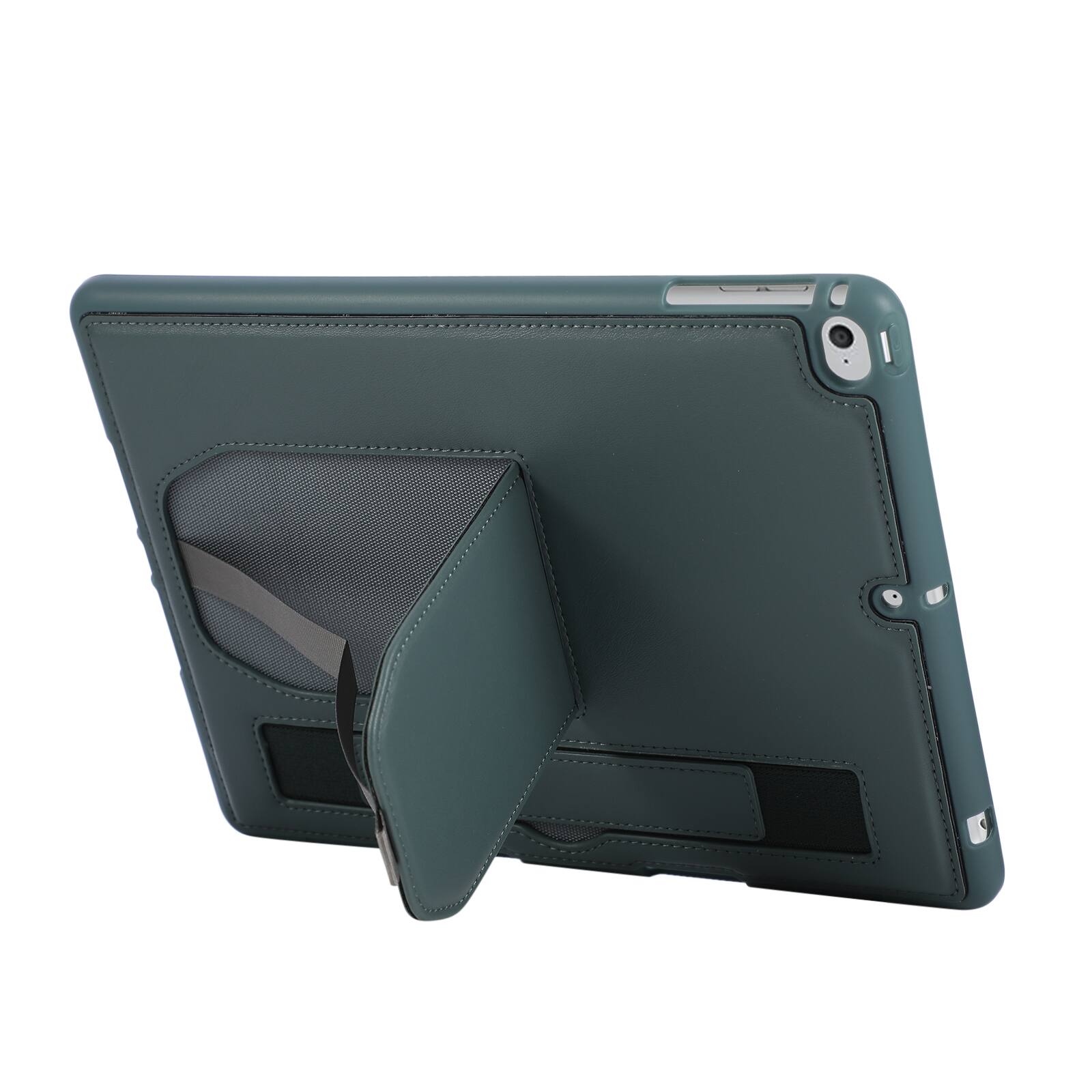 Alt View 2. Dteck - Shockproof Case for Apple iPad (6th Generation) 9.7" 2018 with Hand Strap and Kickstand, PU Leather TPU Protective Cover - Darkgreen.