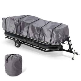 Pyle - Pontoon Boat Cover, Universal Fit, Waterproof, Adjustable Support, Fits 21ft-24ft Boats – PCVHP661