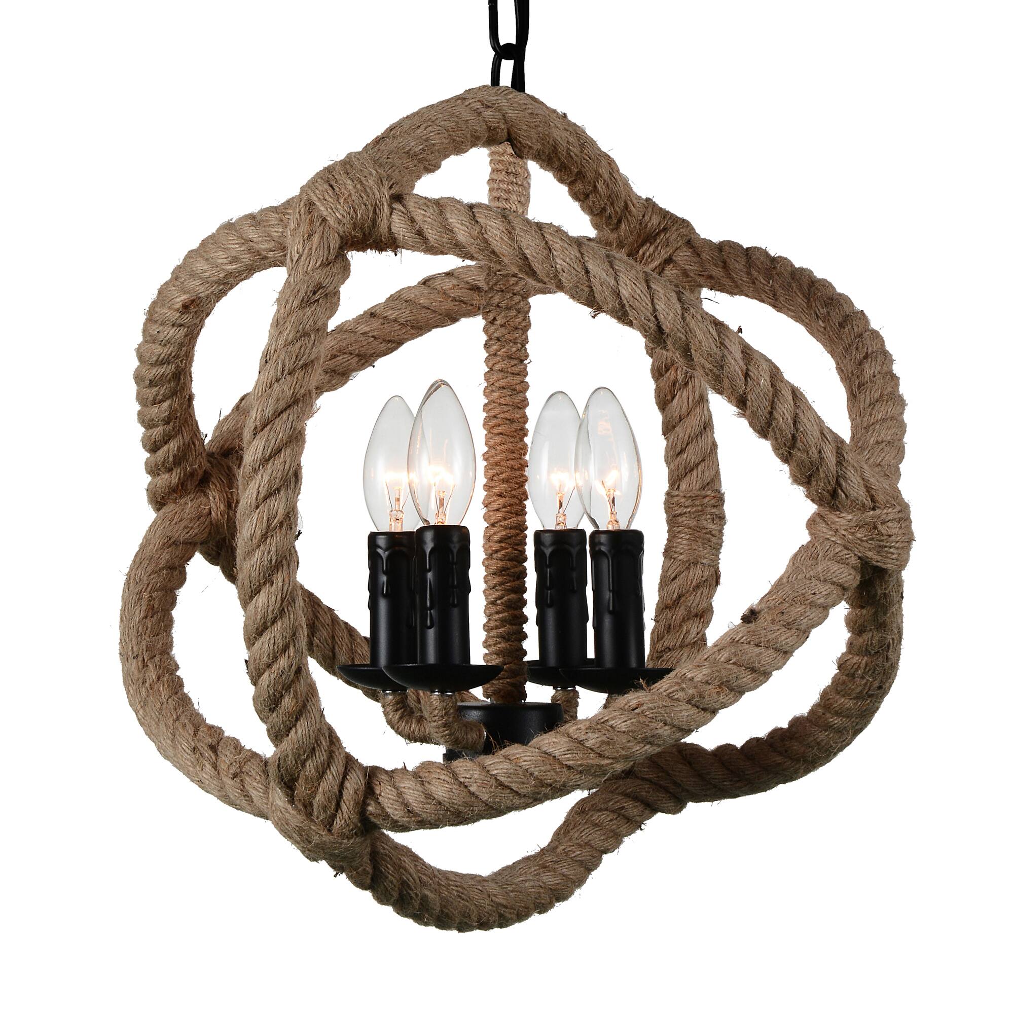 Angle. CWI Lighting - Padma 4 Light Up Chandelier With Black Finish - Black.