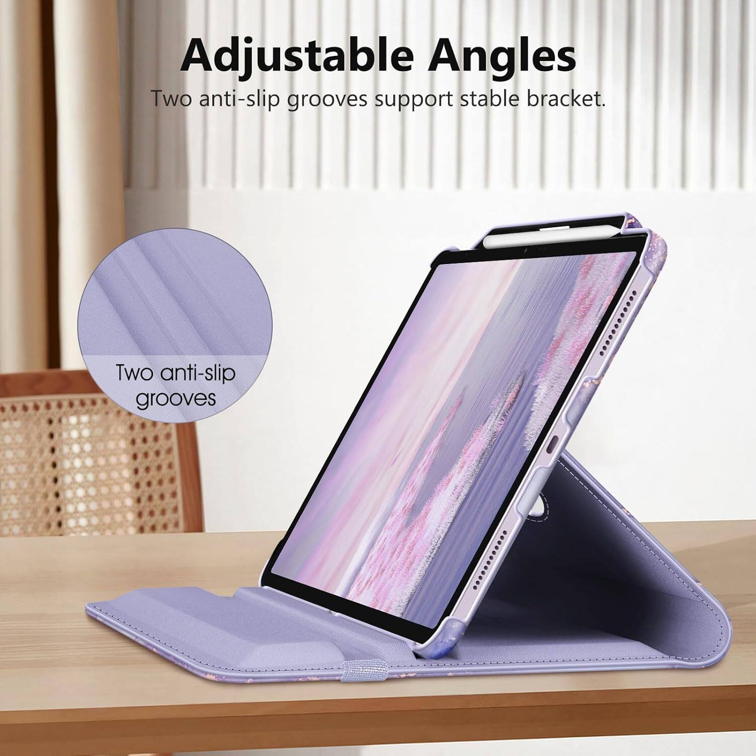 Adjustable Angles  
Two anti-slip grooves support stable bracket.  
Two anti-slip grooves