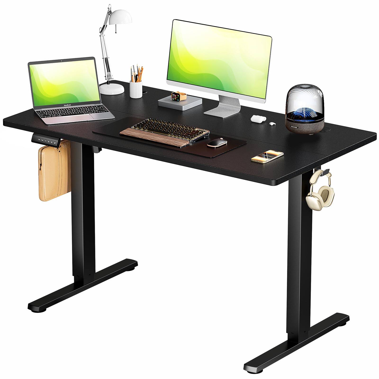 Hirose Alice - SMUG Standing Desk, Electric Height Adjustable Computer Desk for Home Office, Sit Stand up Work Gaming Tabl - Black 48" x 24"