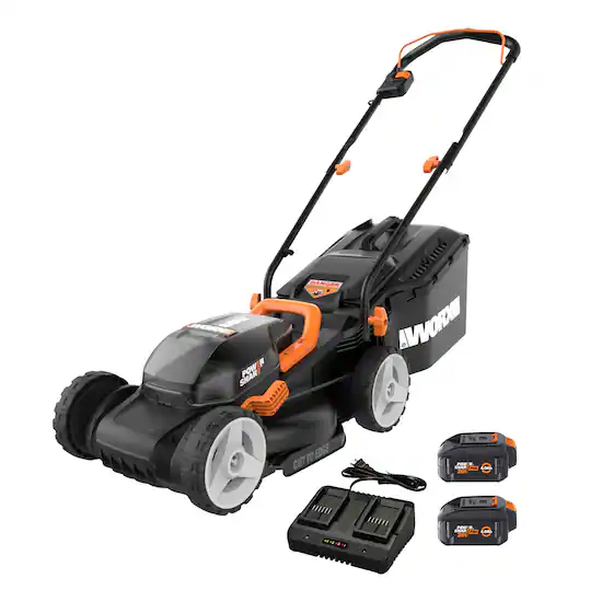 WORX WG779 40V 14 Lawn Mower with Grass Collection Bag and Mulcher 2 x 4.0 Ah Batteries and 1 x Charger Black WG779 Best Buy
