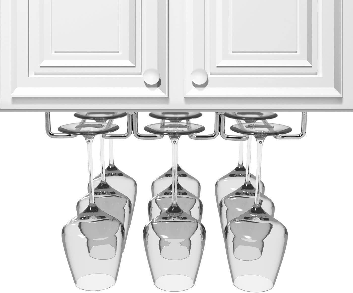 Alt View 2. Sorbus - Sorbus Under Cabinet Wine Glass Rack and Stemware Holder - 3 Rows Holds up to 9 of Your Most Delicate Glassware - Silver.
