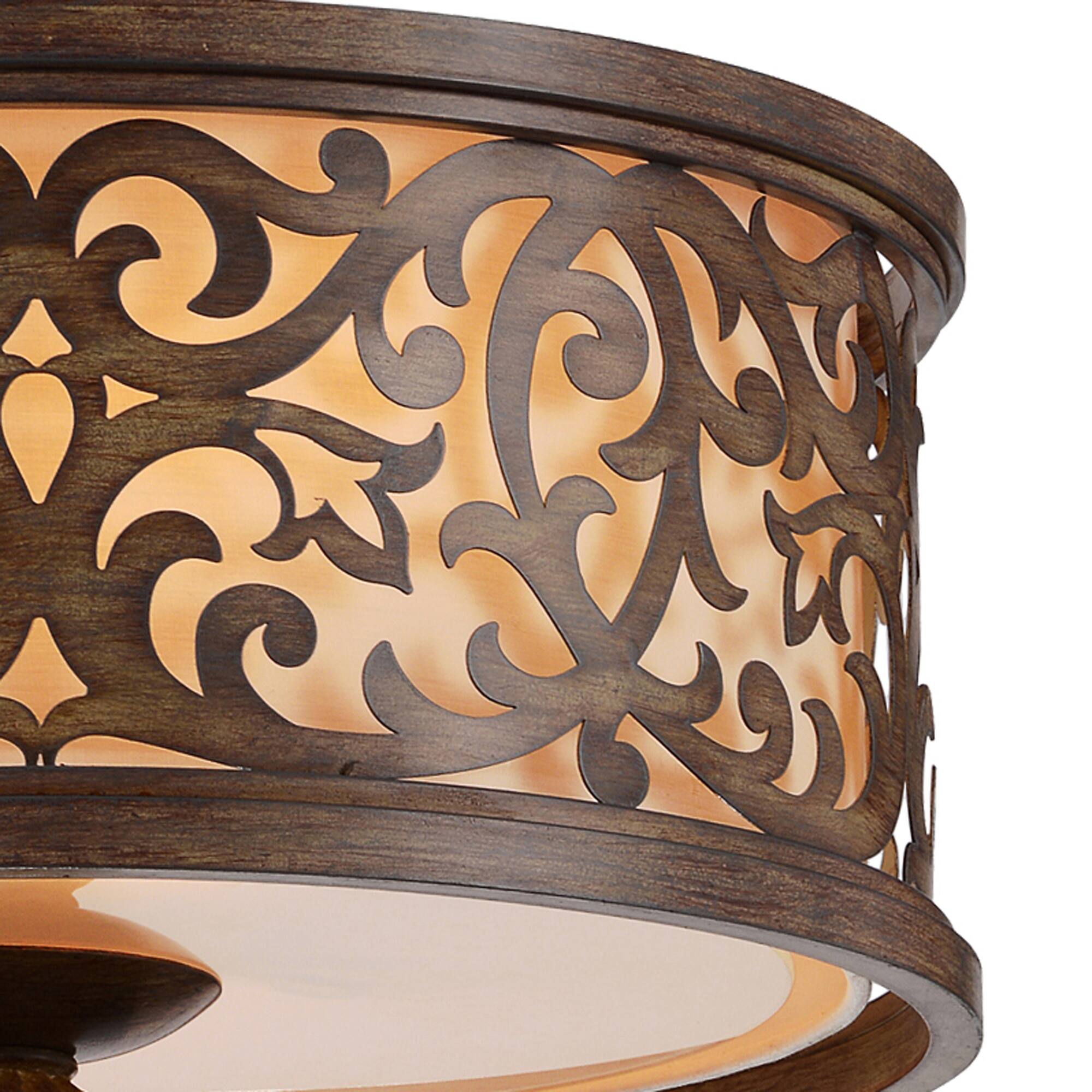 Back. CWI Lighting - Nicole 3 Light Drum Shade Flush Mount With Brushed Chocolate Finish - Brushed Chocolate.