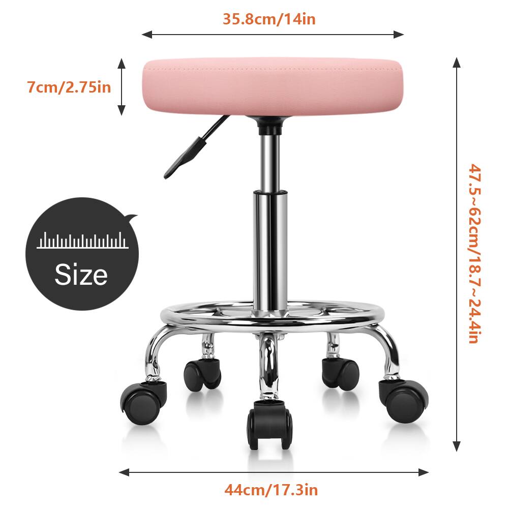 - Seat width: 35.8 cm / 14 in
- Seat depth: 7 cm / 2.75 in
- Seat height: 47.5 - 62 cm / 18.7 - 24.4 in
- Base width: 44 cm / 17.3 in