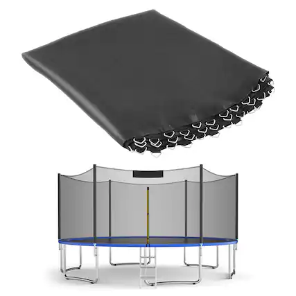 Front. Gymax - Gymax Replacement Trampoline Mat Jumping Mat Fits 15ft Frame w/ V-Hooks - Black.