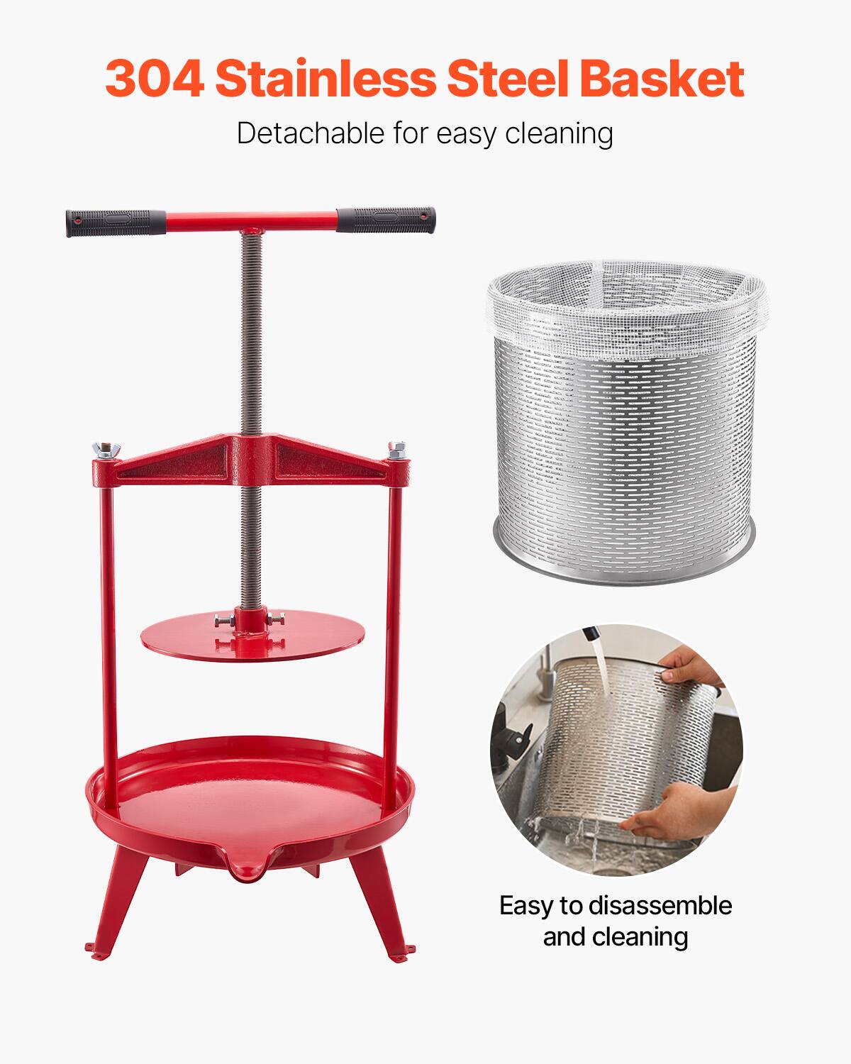 304 Stainless Steel Basket  
Detachable for easy cleaning  

Easy to disassemble and cleaning