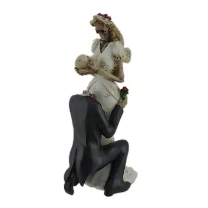 Front. Zeckos - Skeleton Bride and Groom Wedding Couple Statue - Multicolored.