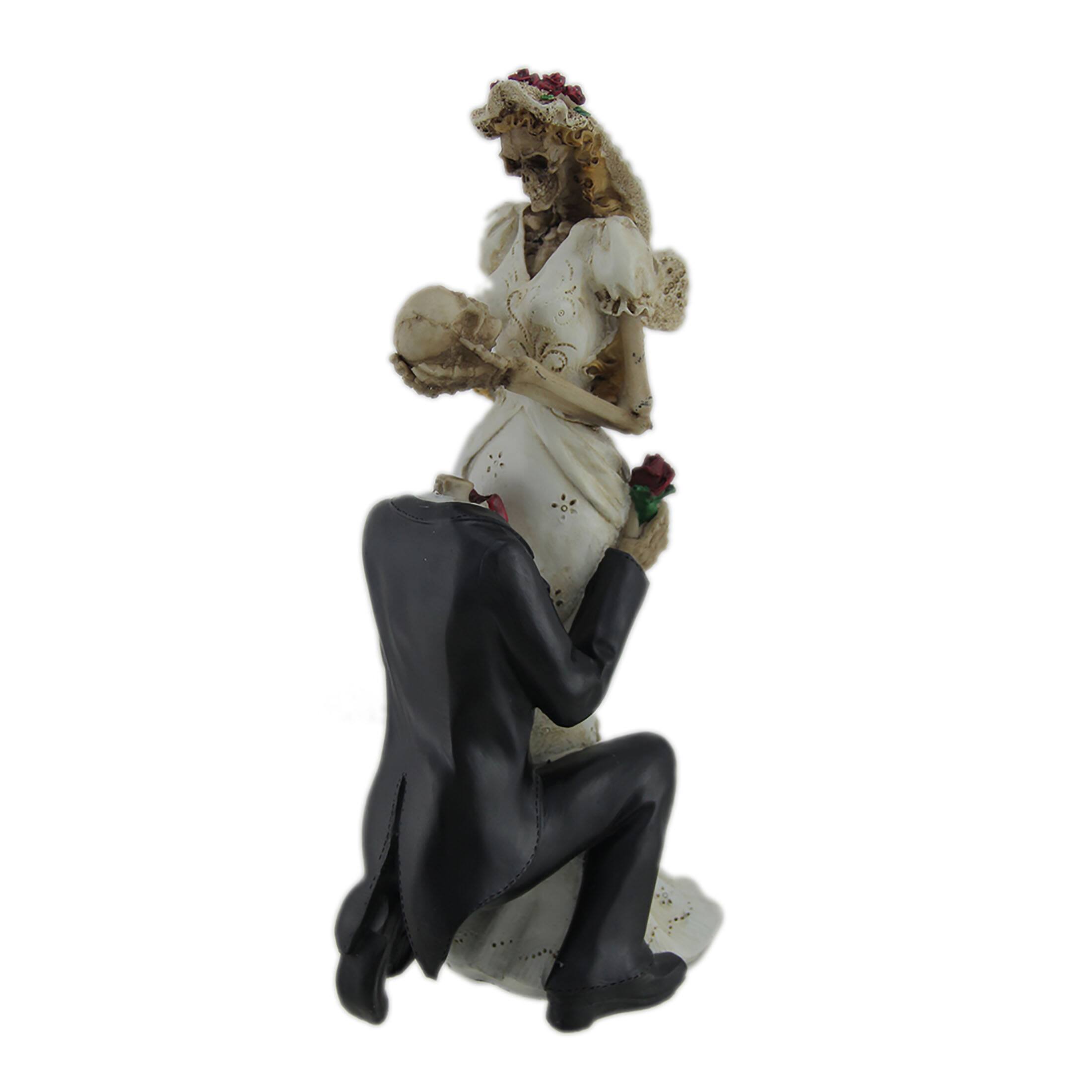 Front. Zeckos - Skeleton Bride and Groom Wedding Couple Statue - Multicolored.