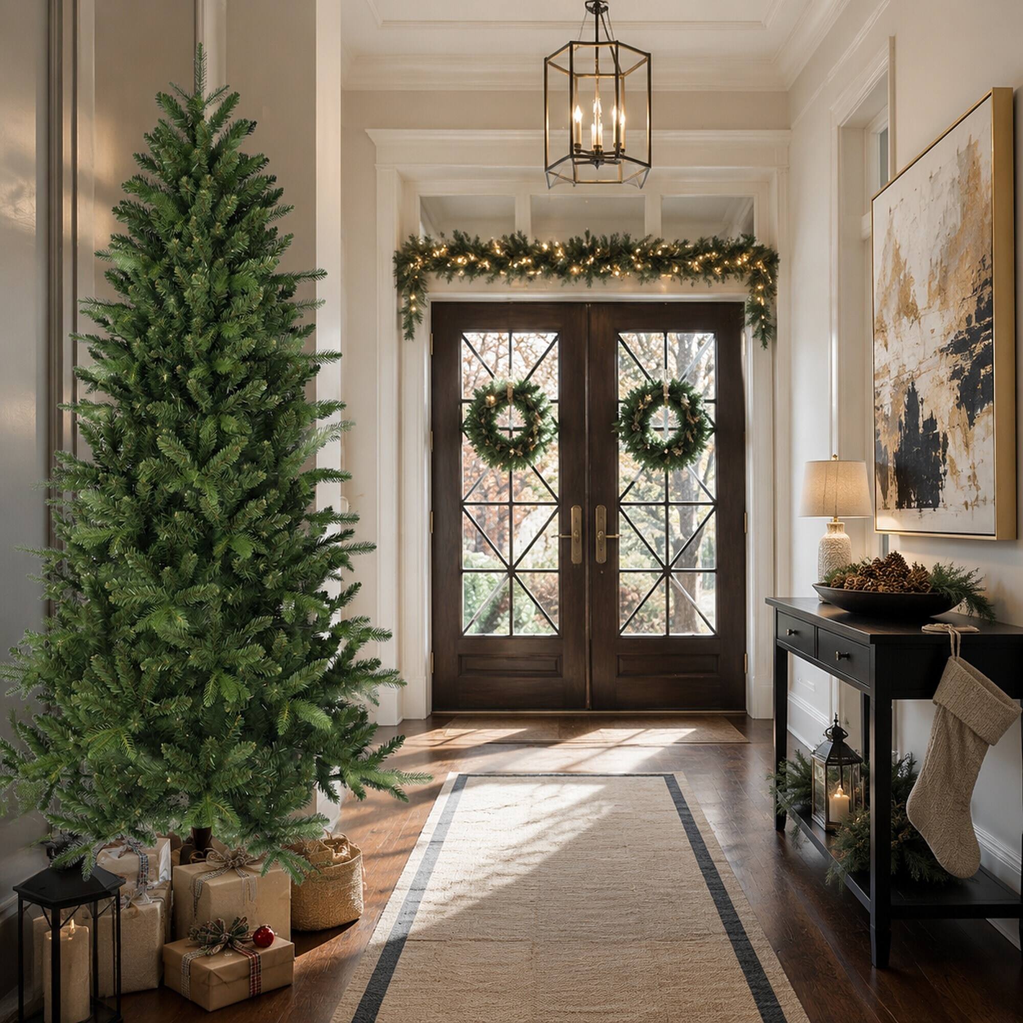 Alt View 2. RYHNUYNE - 6Ft Artificial Christmas Tree, 1168 Branch Tips Full Lush Hinged Pine Mixed Needles Easy Assembly - Green.