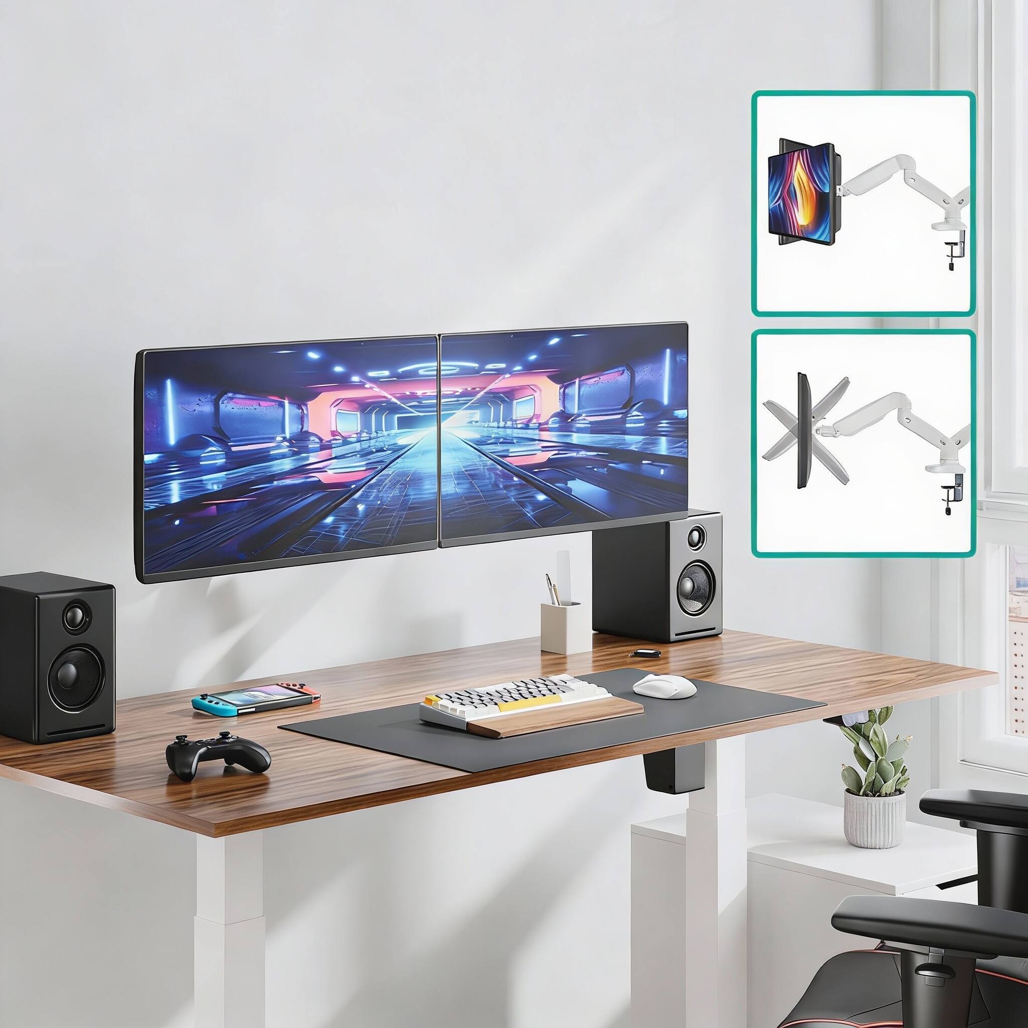 Alt View 2. Frangdom - Monitor Stand Gas Spring Arm - Black Dual Arms 17-32" 22 lbs.