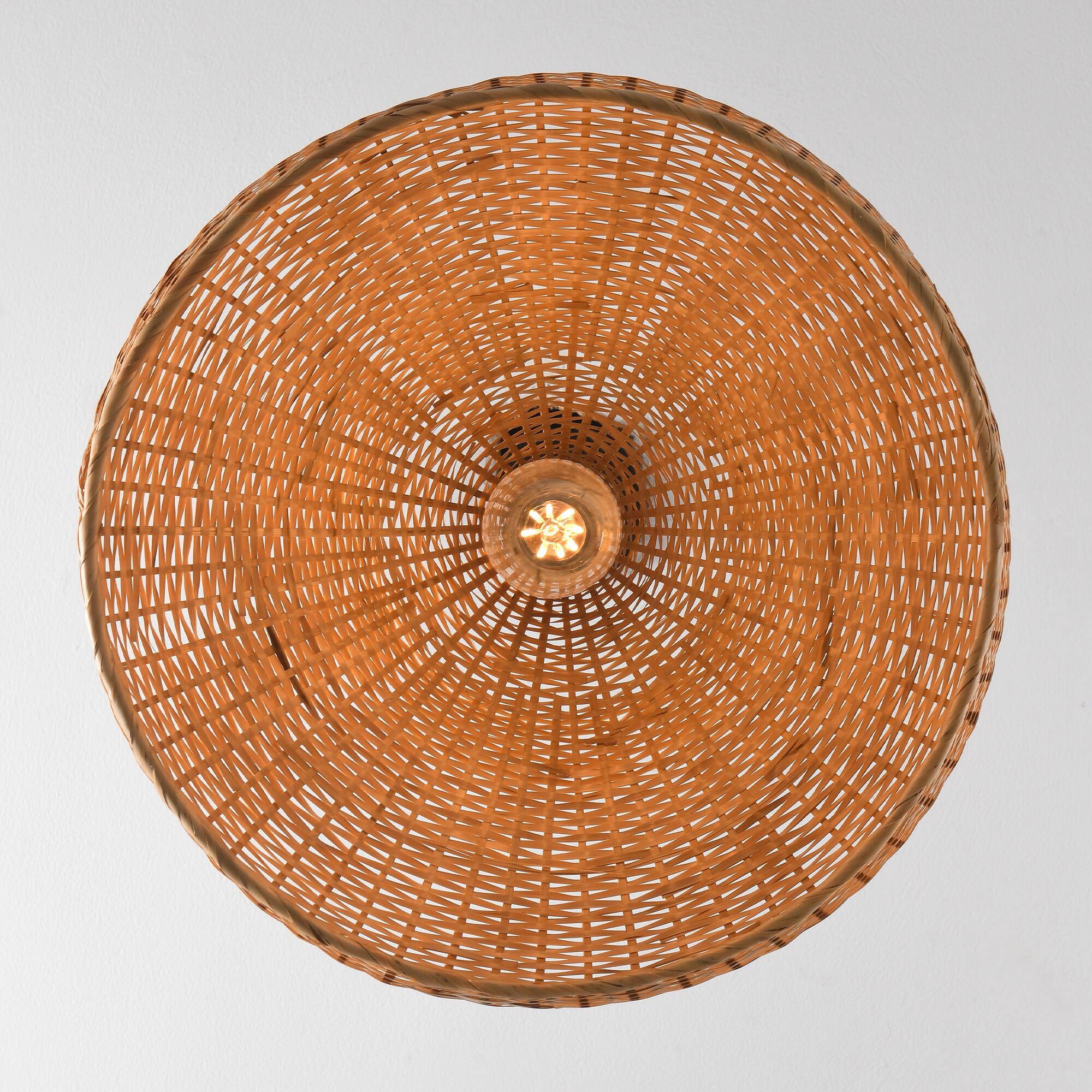 Alt View 10. Parrot Uncle - 1-Light Retro Brown Handmade Bamboo Woven Dome Hanging Pendant Light - Brown.