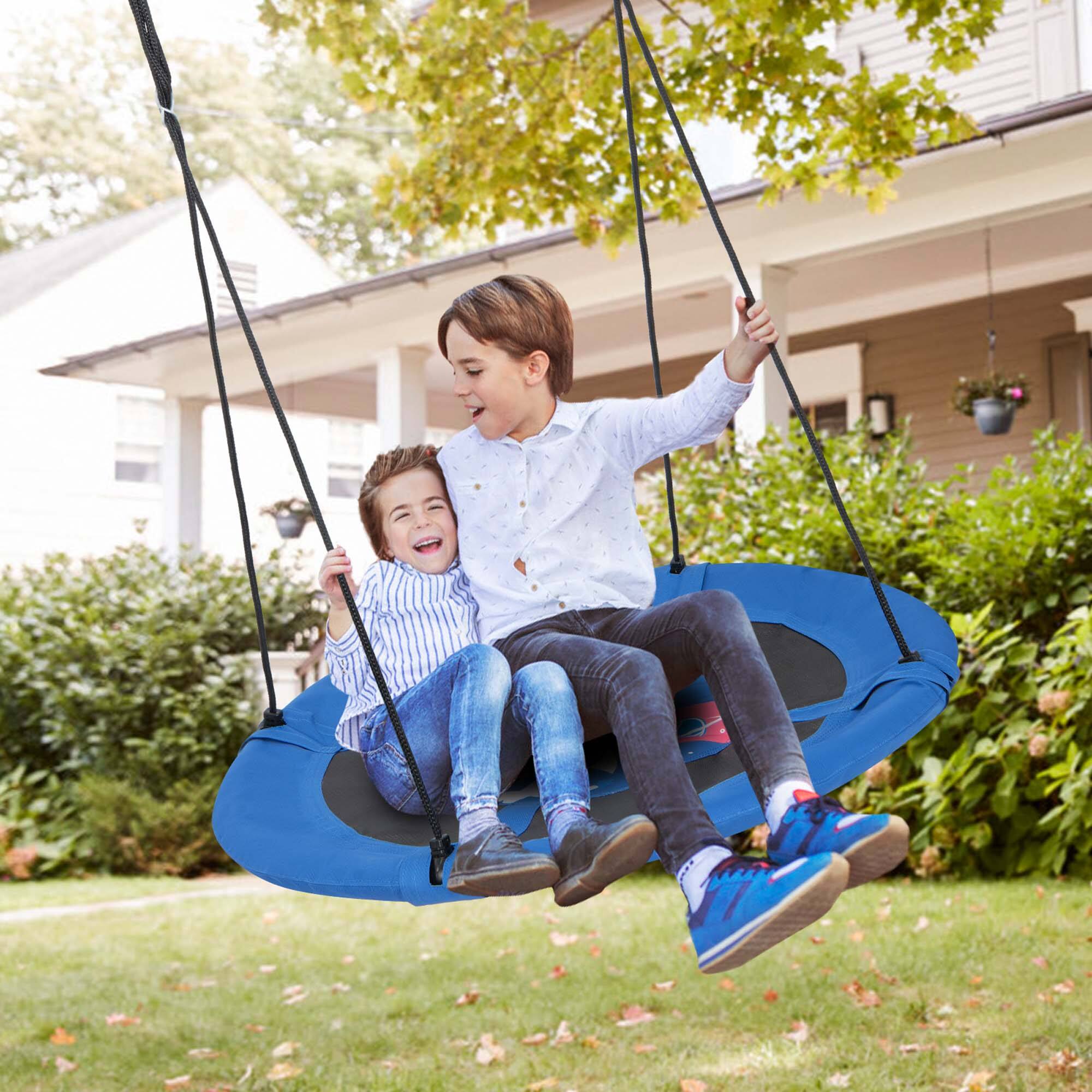 Alt View 7. Costway - Costway 40" Flying Saucer Tree Swing Indoor Outdoor Play Set Swing for Kids - Blue Rocket.