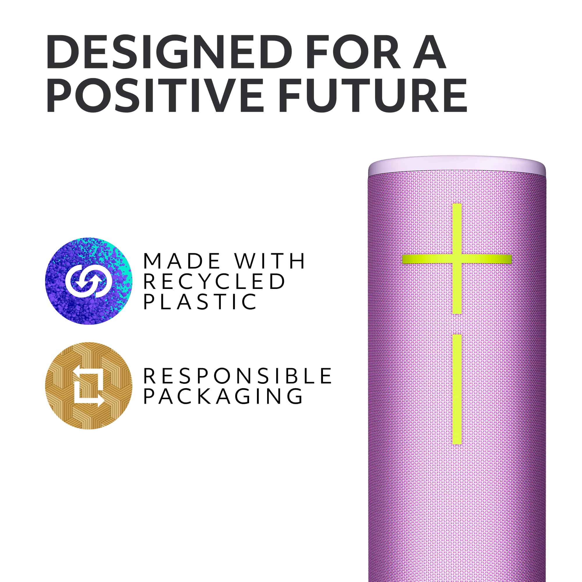 Designed for a Positive Future. Made with Recycled Plastic. Responsible Packaging.