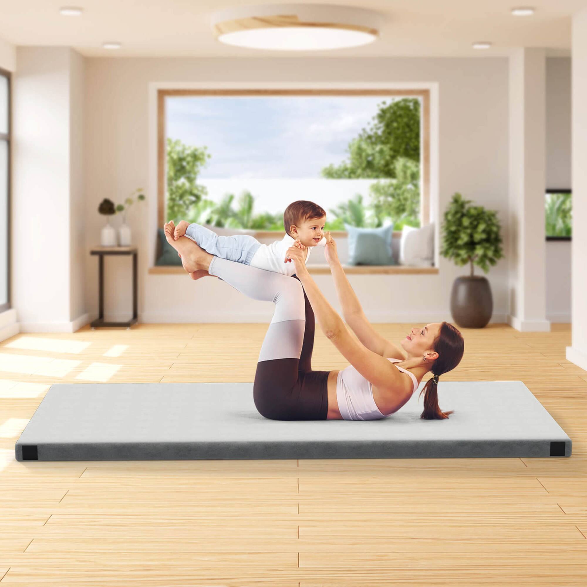 Alt View 4. Costway - Costway Memory Foam Camping Mattress with Anti-slip Bottom Travel Bag for Outdoor Sleeping Gray - Gray.