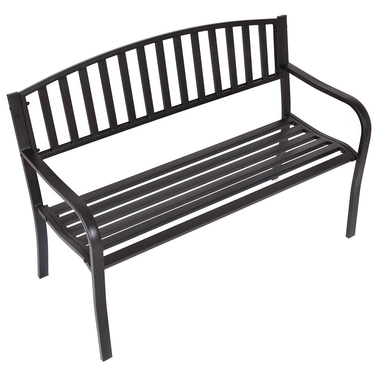 Alt View 3. Costway - Costway 50" Patio Garden Bench Park Yard Outdoor Furniture Steel Slats Porch Chair Seat - Black.