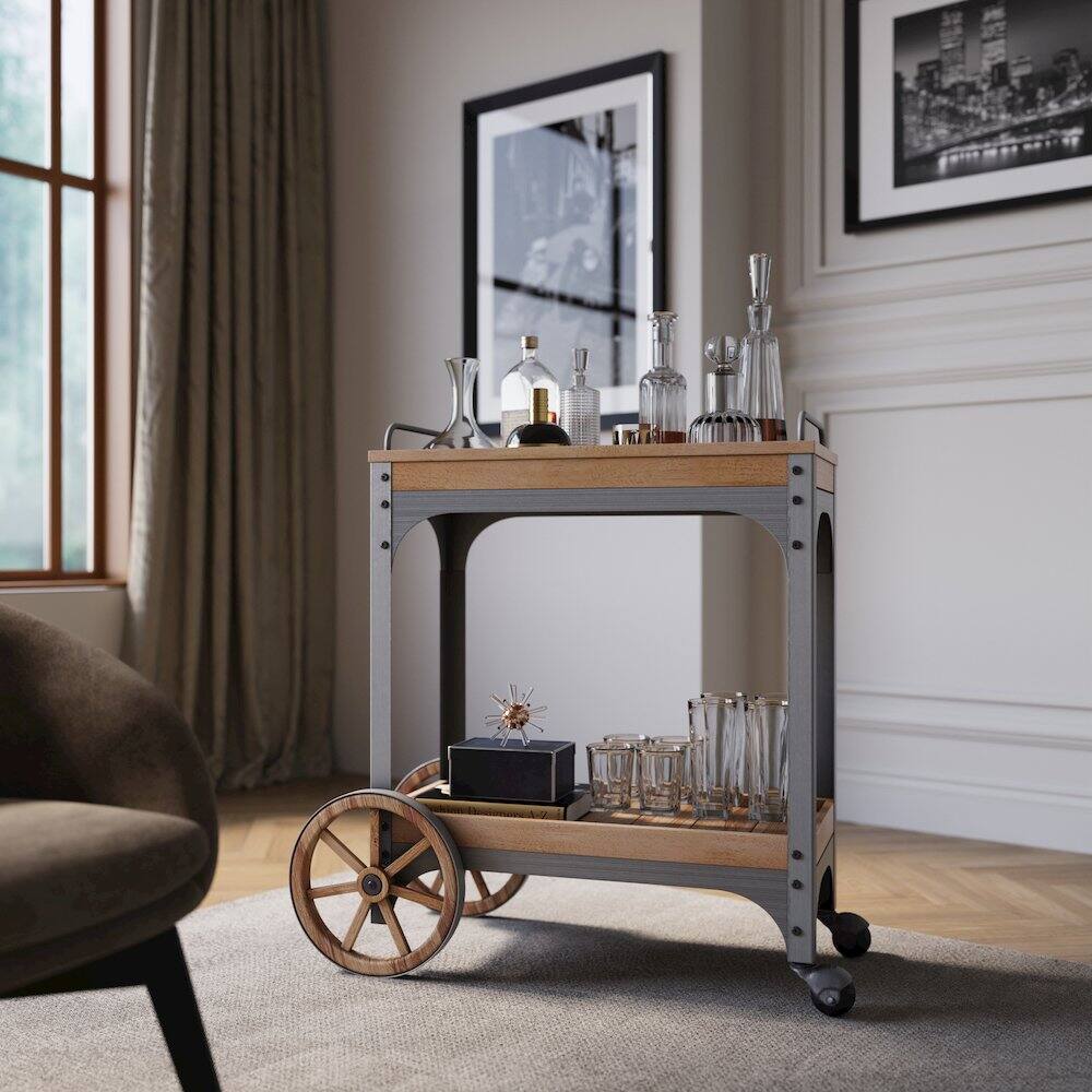 Alt View 1. Northbeam - The Entertainer Bar Serving Cart - Brown.