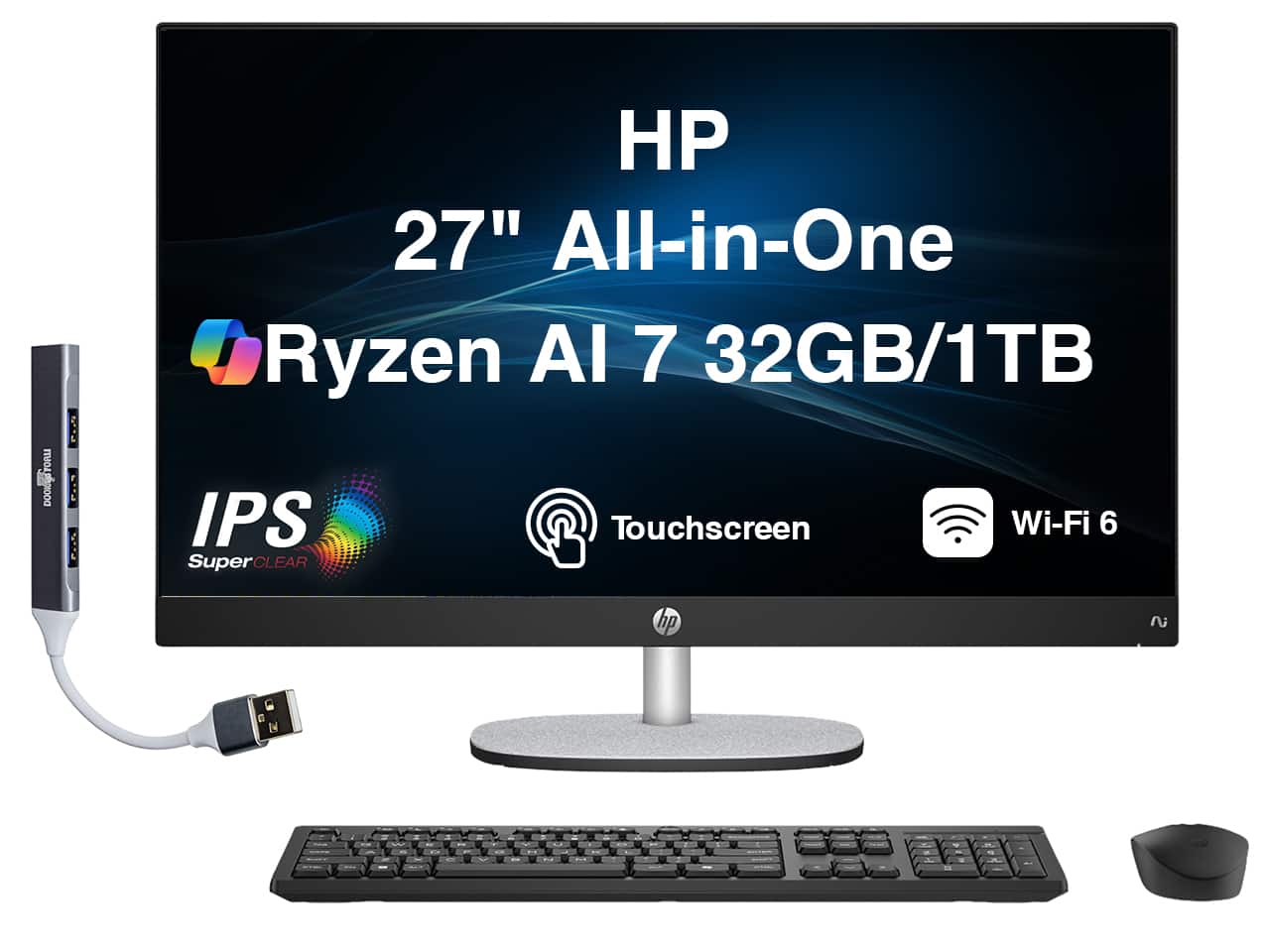 HP 27" All-in-One Ryzen AI 7 32GB/1TB IPS Touchscreen Wi-Fi 6 SuperCLEAR