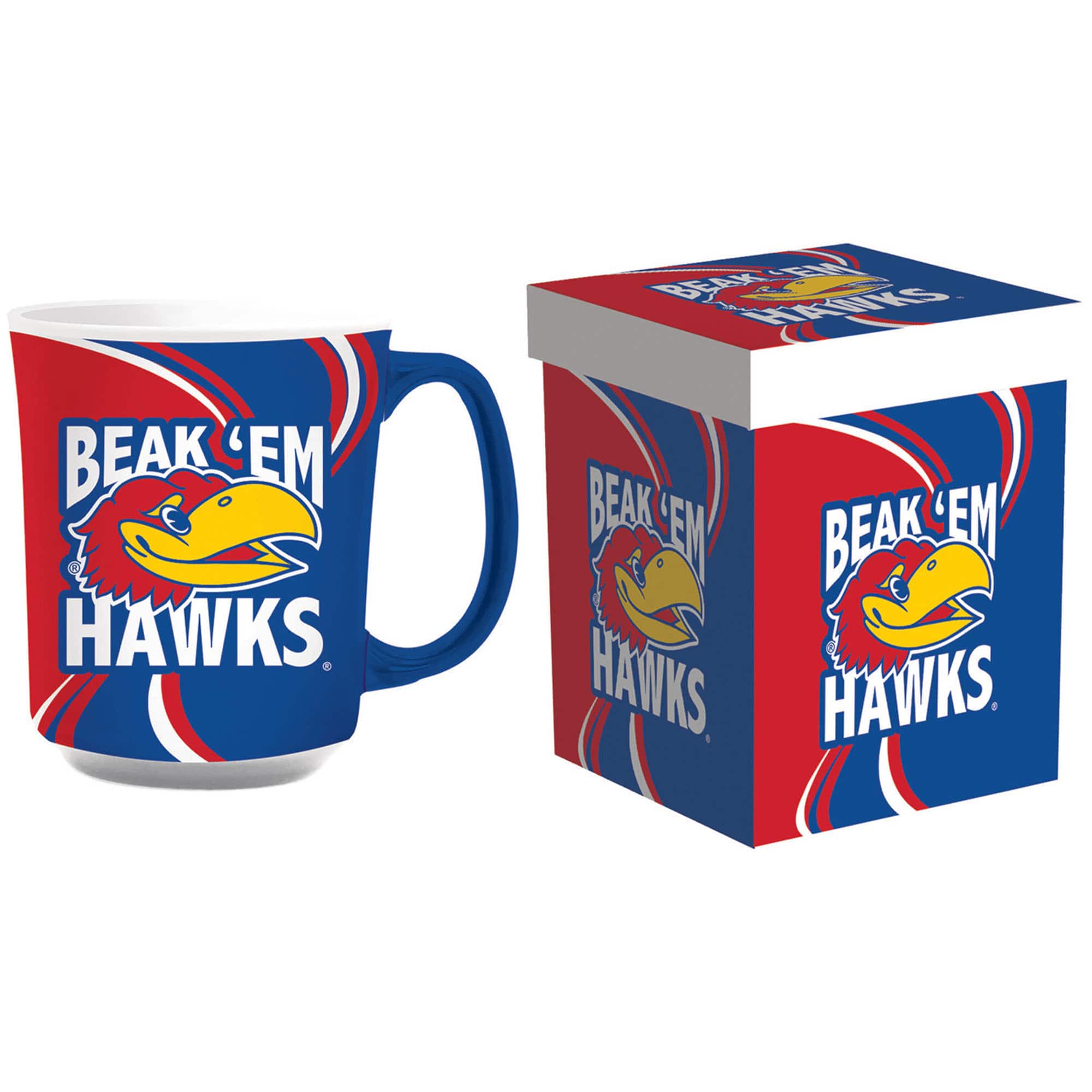 Evergreen Enterprises - Kansas Jayhawks 14oz. Ceramic Mug with Matching Box - Multicolor