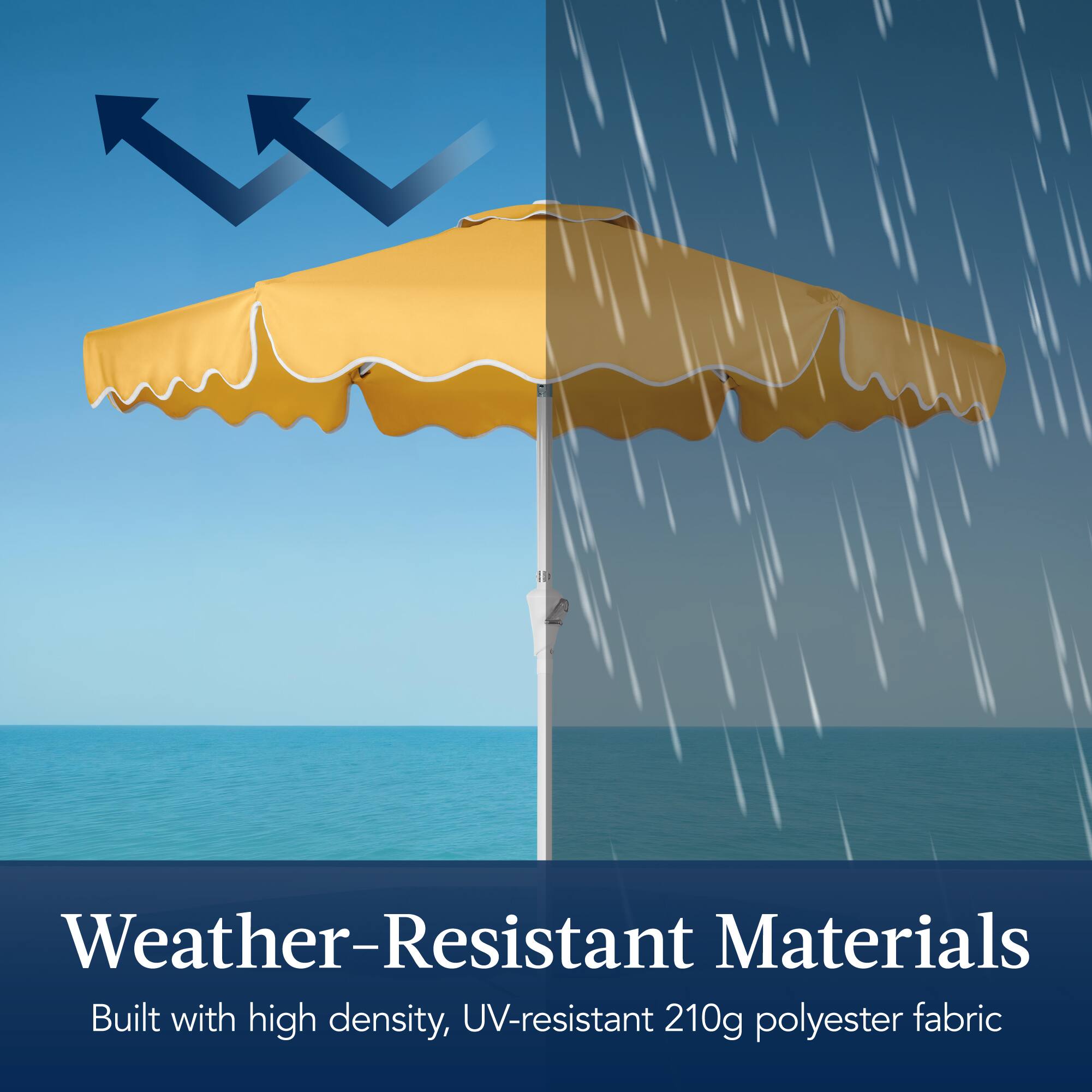 Weather-Resistant Materials  
Built with high density, UV-resistant 210g polyester fabric