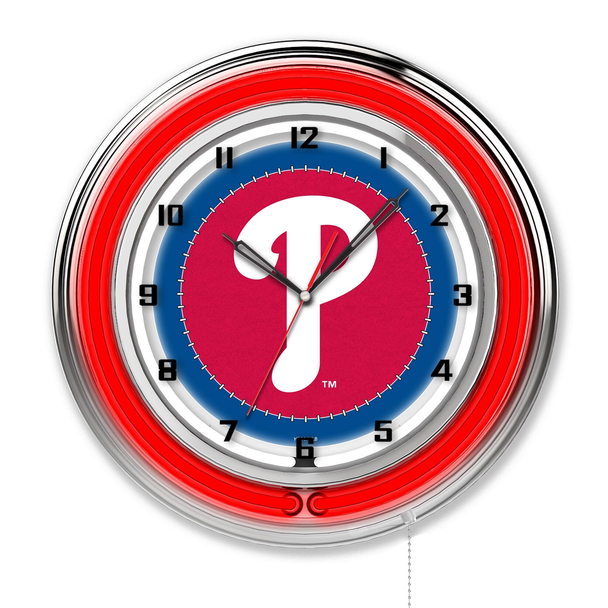 Front. Holland Bar Stool Co. - 19" Double Neon Wall Clock - Multicolor.