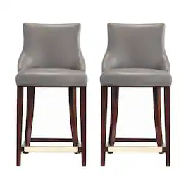 Manhattan Comfort - Shubert Modern Wood Upholstered Counter Stool - Set of 2 - Dark Taupe