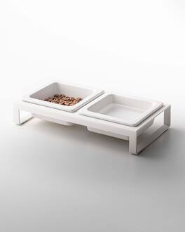 Yamazaki Home - Pet Food Bowl - Steel + Ceramic - White