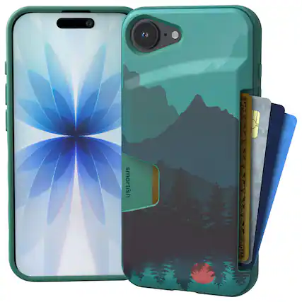 Front. Smartish - Smartish iPhone 17e/16e Wallet Case - Wallet Slayer Vol 1 - Slim Card Holder Cover - Moving Mountains - Green.