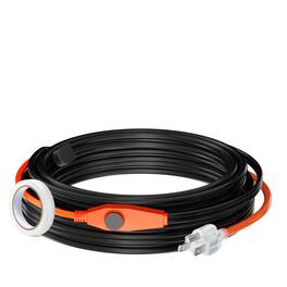 VEVOR - Pipe Heating Cable, 30FT 7W/FT Heat Tape for Pipes with Built-in Thermostat, Water Pipe Heat Cable Protects PVC Hose - Black;Orange