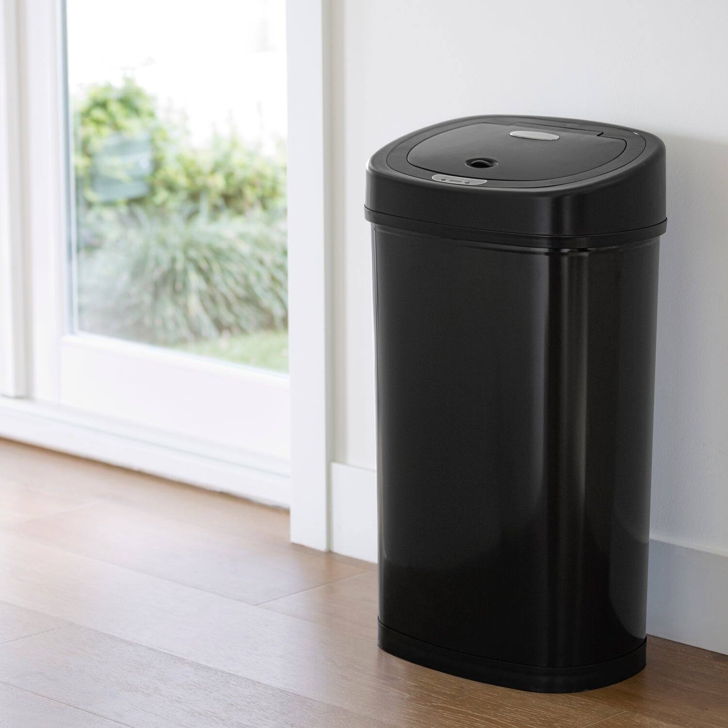 Angle. Nine Stars - Rectangular Motion Sensor Trash Can 13.2 Gallon.