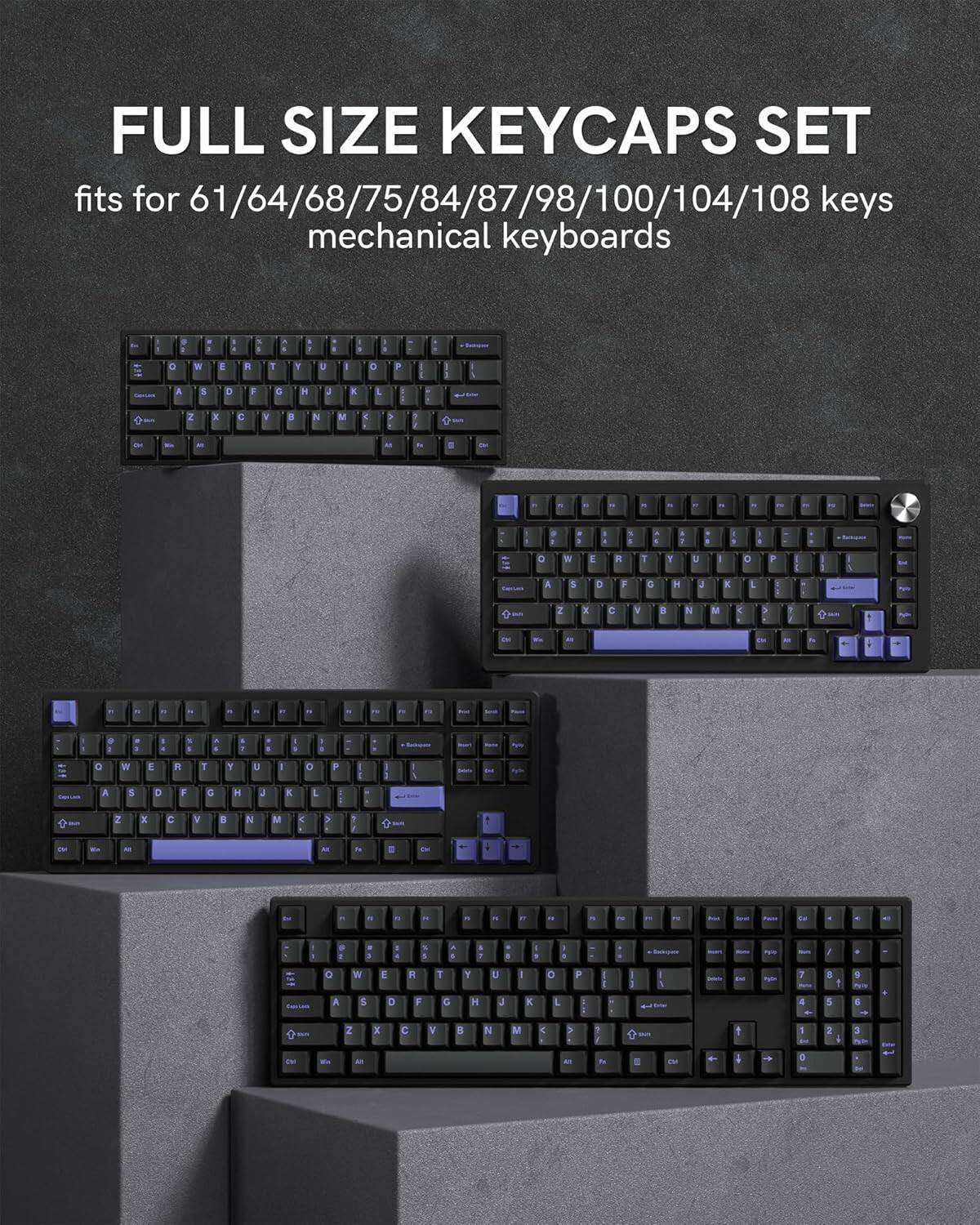 FULL SIZE KEYCAPS SET fits for 61/64/68/75/84/87/98/100/104/108 keys mechanical keyboards