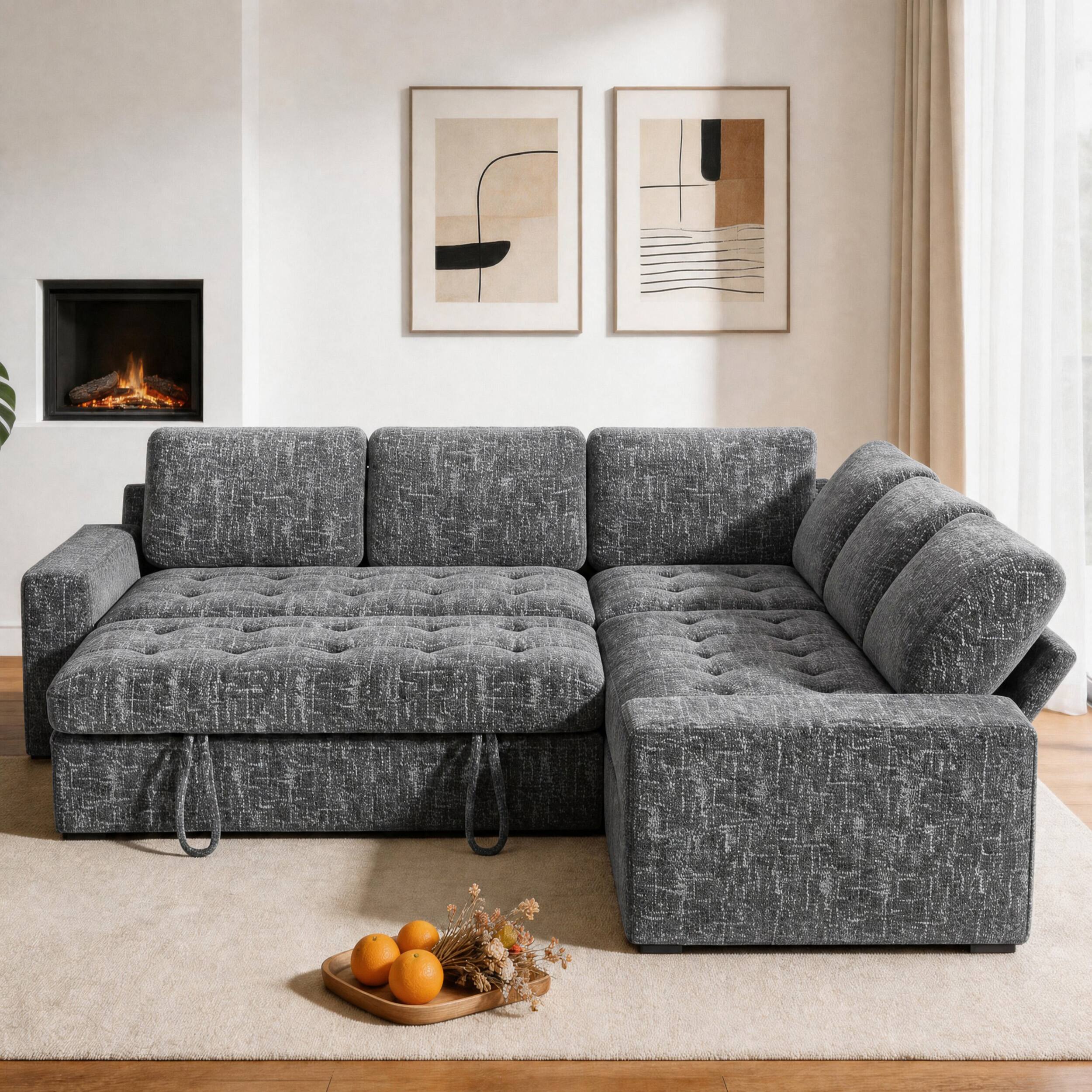 Alt View 7. Dyonery - 80" 5 Seat Modular Sectional Sofa with USB Ports, Adjustable Backrest, Storage Seats - Gray.