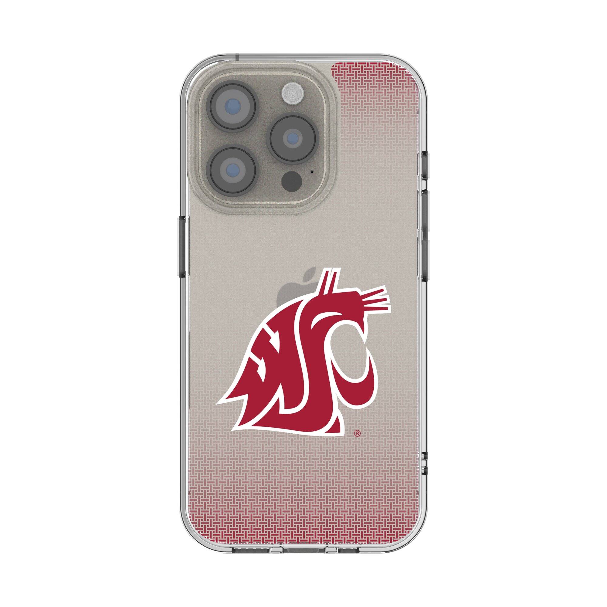Front. Keyscaper - Washington State Cougars Linen Logo iPhone Clear Case - 15 Plus - Multicolor.