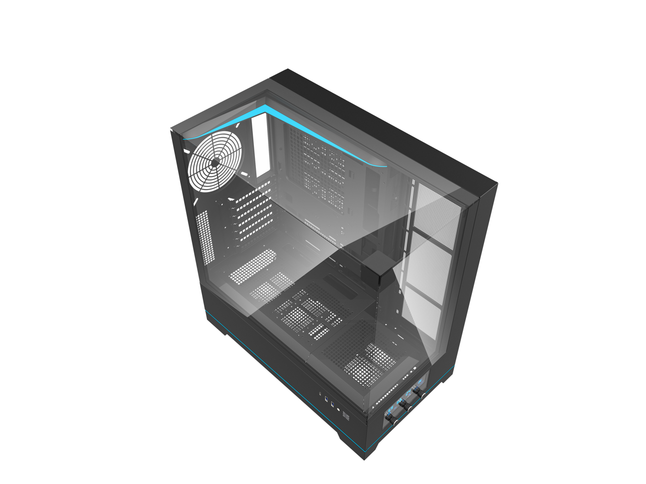 Alt View 5. darkFlash - darkFlash DY450 Black Steel / Tempered Glass ATX Black chassis ,0.8mm SPCC Case - Black.