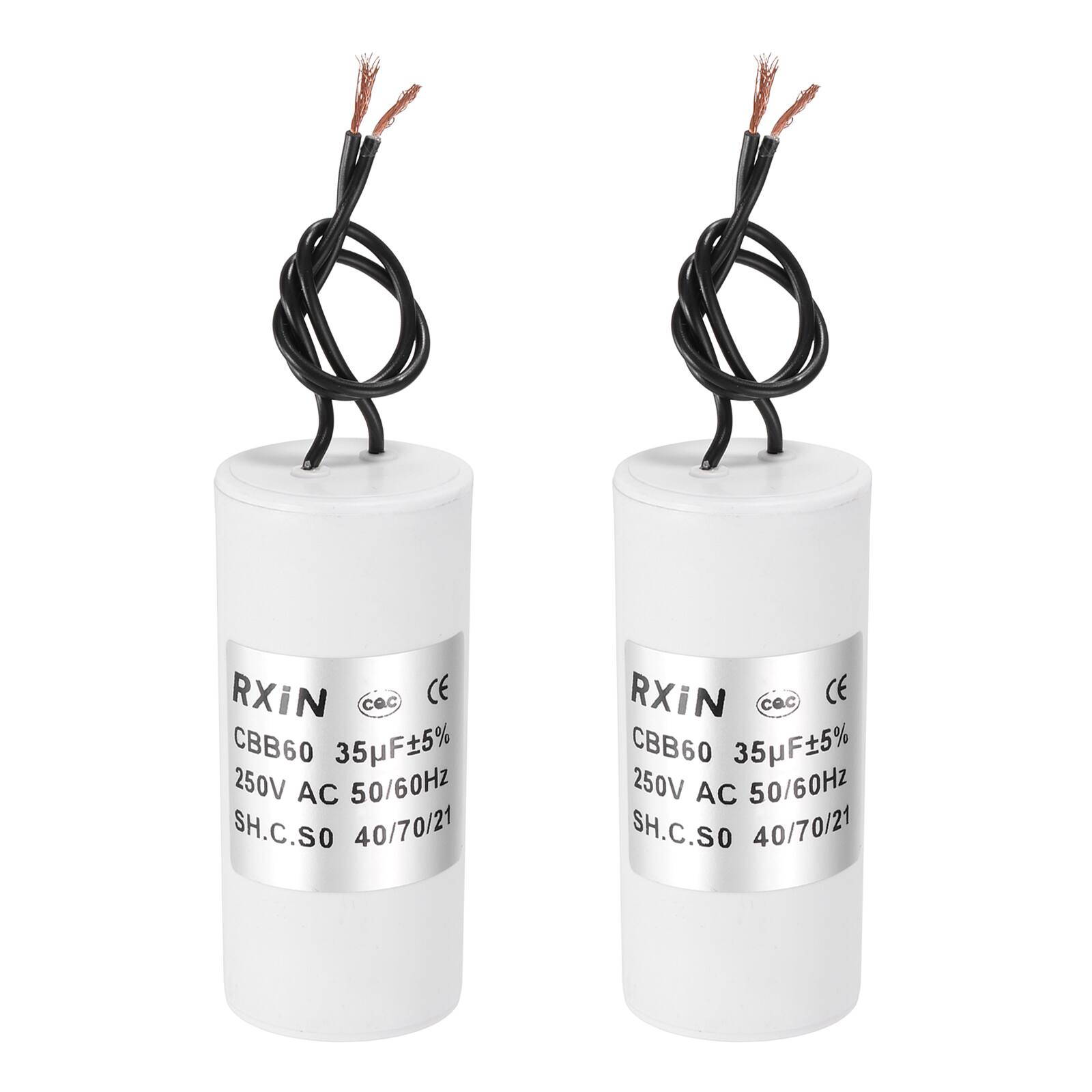 Unique Bargains - 2pcs 35uF CBB60 Running Capacitor, AC 250V Cylinder 2 Wire for Air Conditioner, Compressor, Washing Machine - White price history on PriceWatchPro