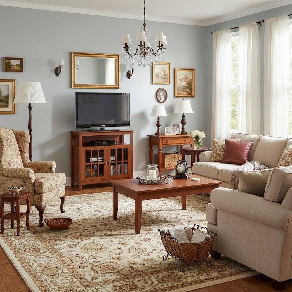 Alt View 1. FurniFact - Traditional Media Stand, 36 Inch, Cabinets, Brown Veneer, Storage - Black.