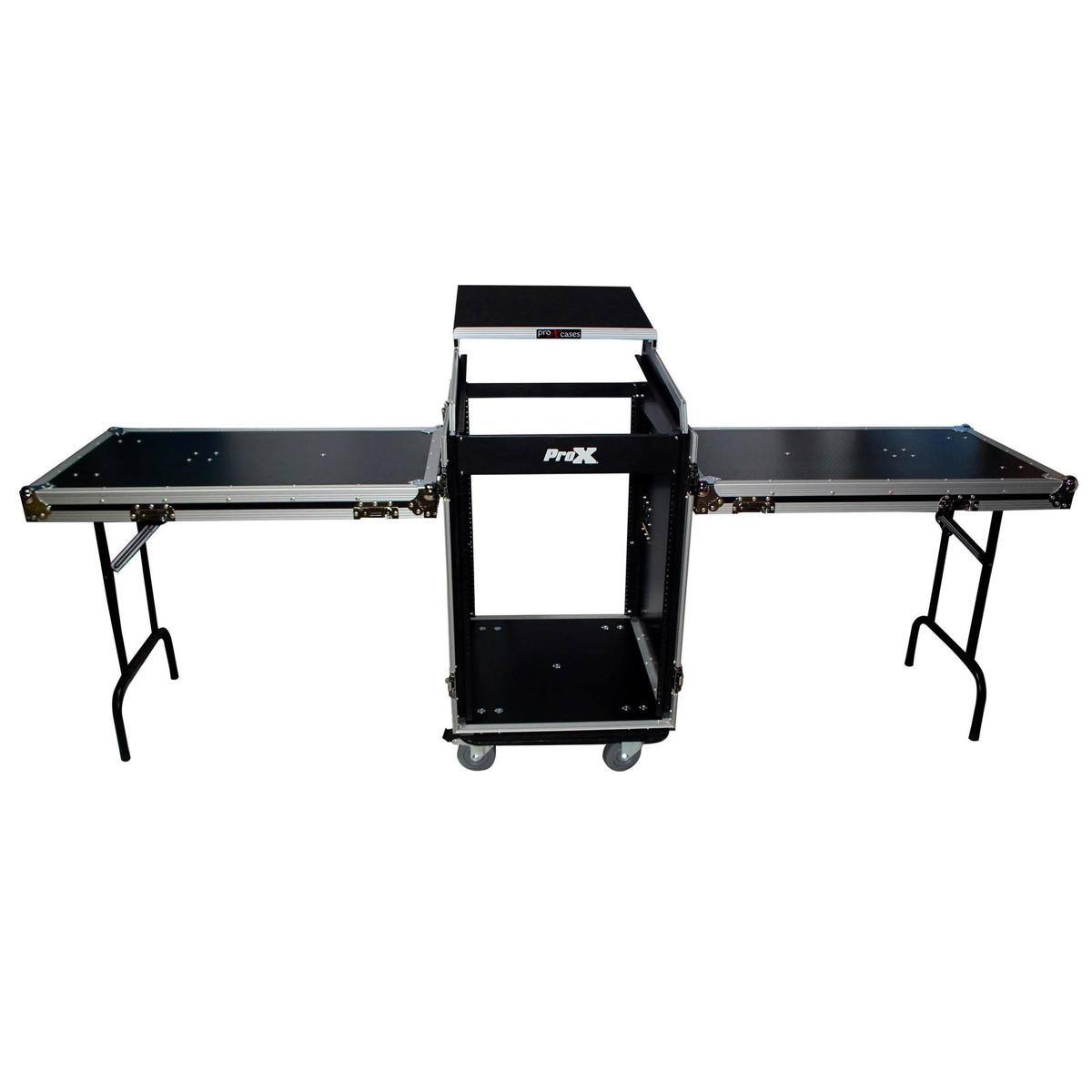 Alt View 4. ProX - ProX T-16MRSS13ULT Flight Case with Laptop Shelf and Casters for 16U Rack x 13U Top Mixer DJ Combo.