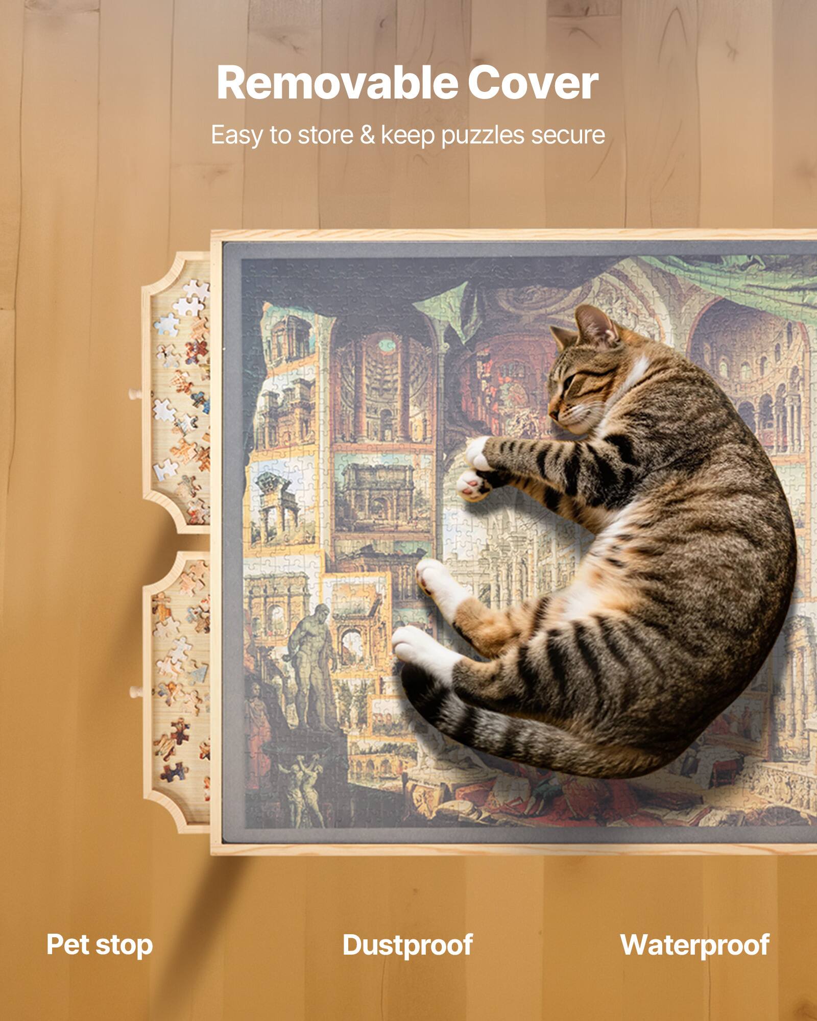 Removable Cover, Easy to store & keep puzzles secure, Pet stop, Dustproof, Waterproof