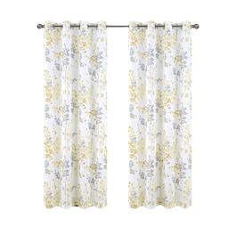 Olivia Gray - 100% Polyester 140 GSM Aiden Printed Textured Grommet Curtain Panel 54" x 84" - Yellow