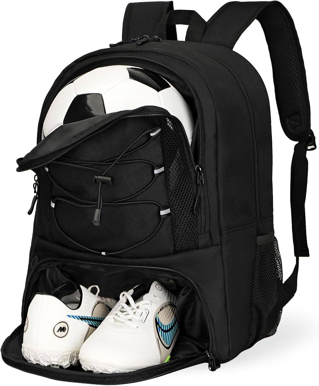 Vulpecula Spade - Basketball Bag with Ball Compartment & Shoe Compartment,Large Soccer Backpack for Basketball - Black