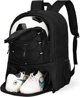 Vulpecula Spade - Basketball Bag with Ball Compartment & Shoe Compartment,Large Soccer Backpack for Basketball - Black