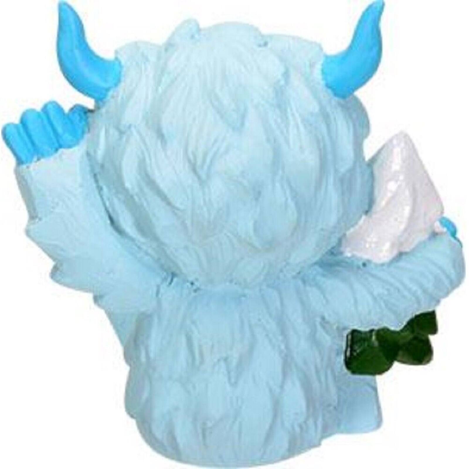 Angle. Pacific Trading - Furrybones Yeti Skeleton in Abominable Snowman Costume with Snow Covered Tree Friend Figurine - Blue.