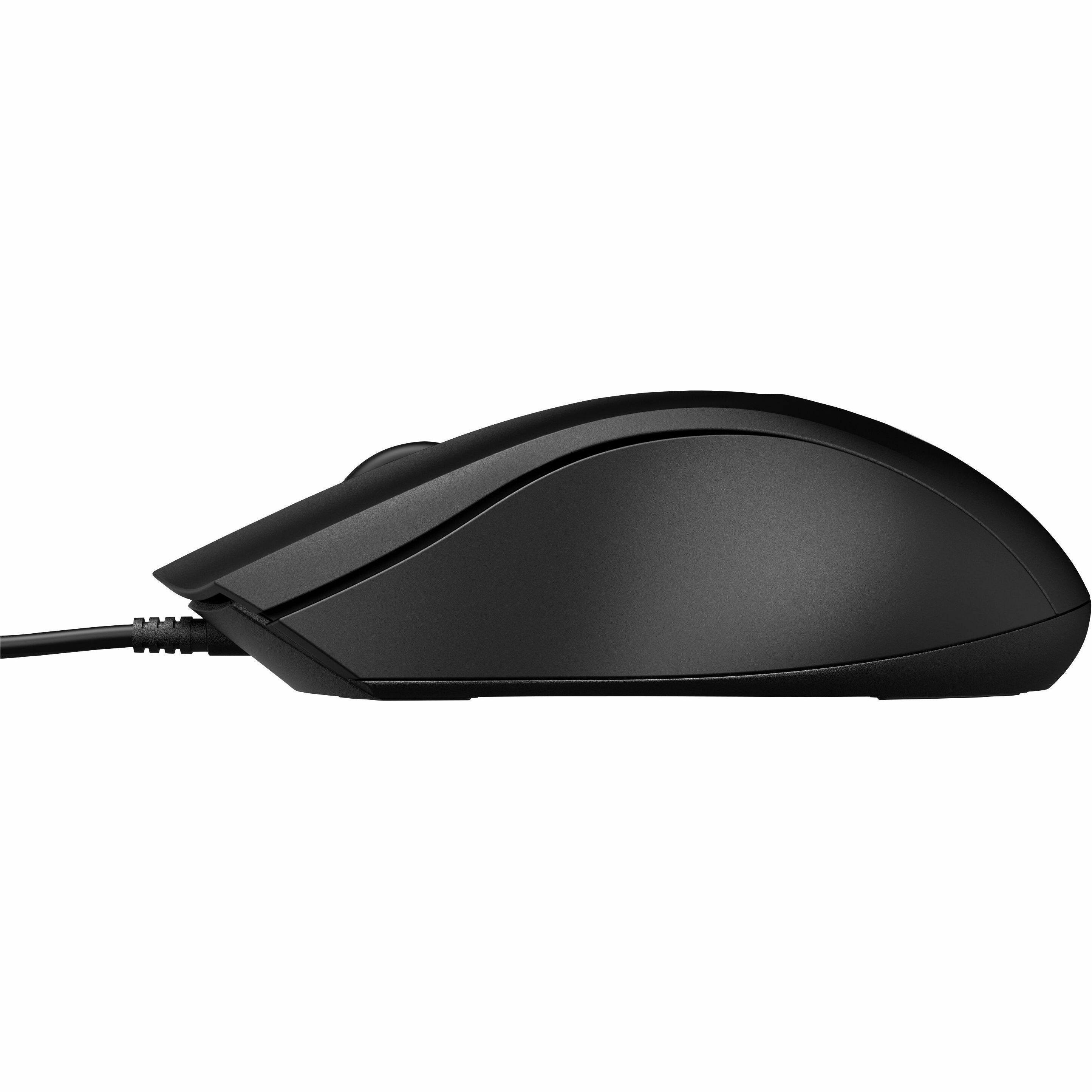 Alt View 2. HP - HP Wired Mouse 100 - Optical - Cable - Black - USB Type A - 1600 dpi - Scroll Wheel - 3 Button(s) - Symmetrical - Black.